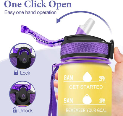 1L Sports Water Bottle Straw Cup 1 Litro with Time Maker Leak-Proof BPA Free Frosted Cup For Outdoor Sports Drinking Bottle