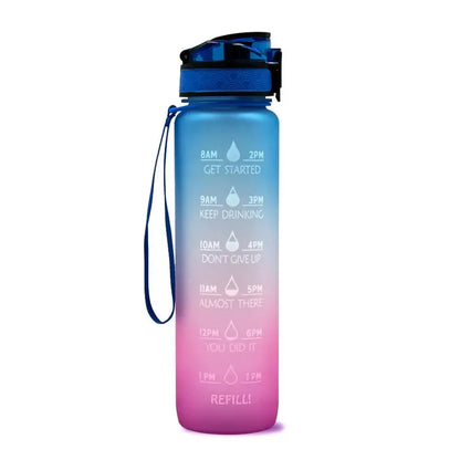 1L Sports Water Bottle Straw Cup 1 Litro with Time Maker Leak-Proof BPA Free Frosted Cup For Outdoor Sports Drinking Bottle